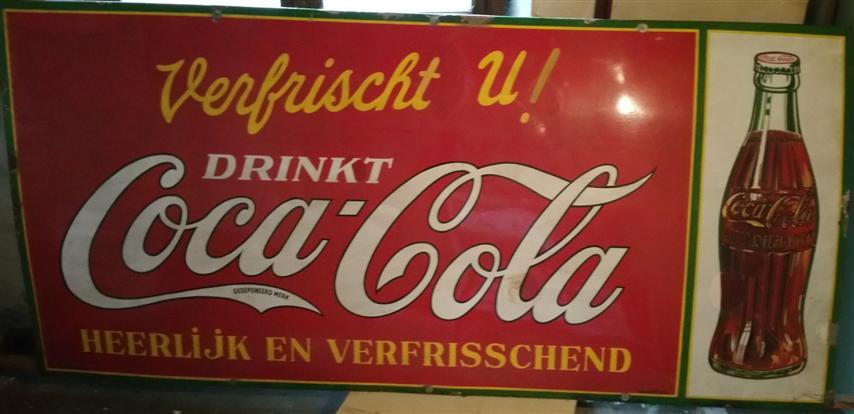 Email en metalen borden : E 1937 Verfrischt U! Coca-Cola - Heerlijk en Verfrissend